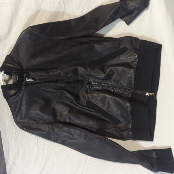 COPY - Size L Rag & Bone Lamb Leather Zip Up Hooded Jacket - Picture 7 of 8